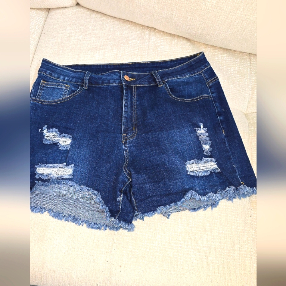 Denim Distressed Women Shorts XXL